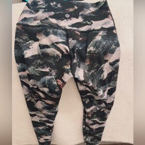 lululemon athletica Black, Pink & Green Marble-Print Leggings